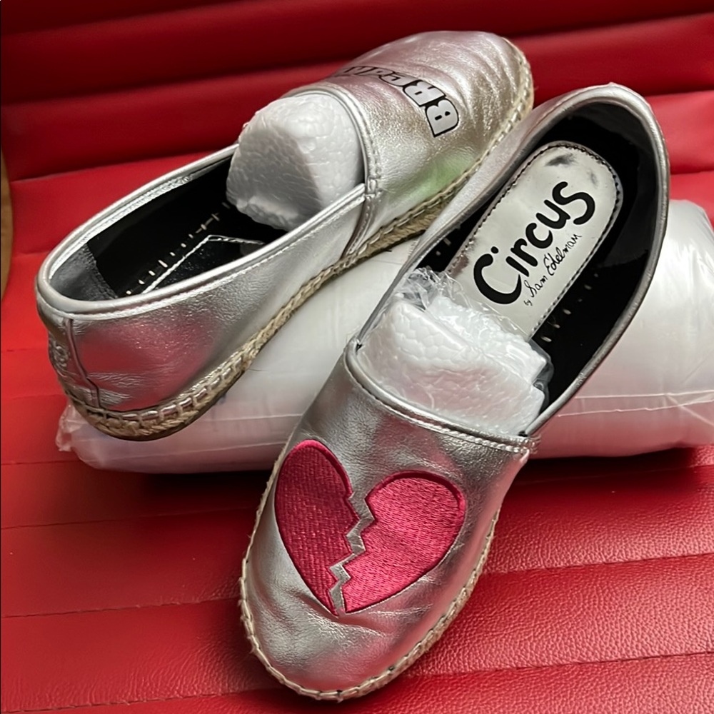 Silver and Red Heartbreaker Flats
